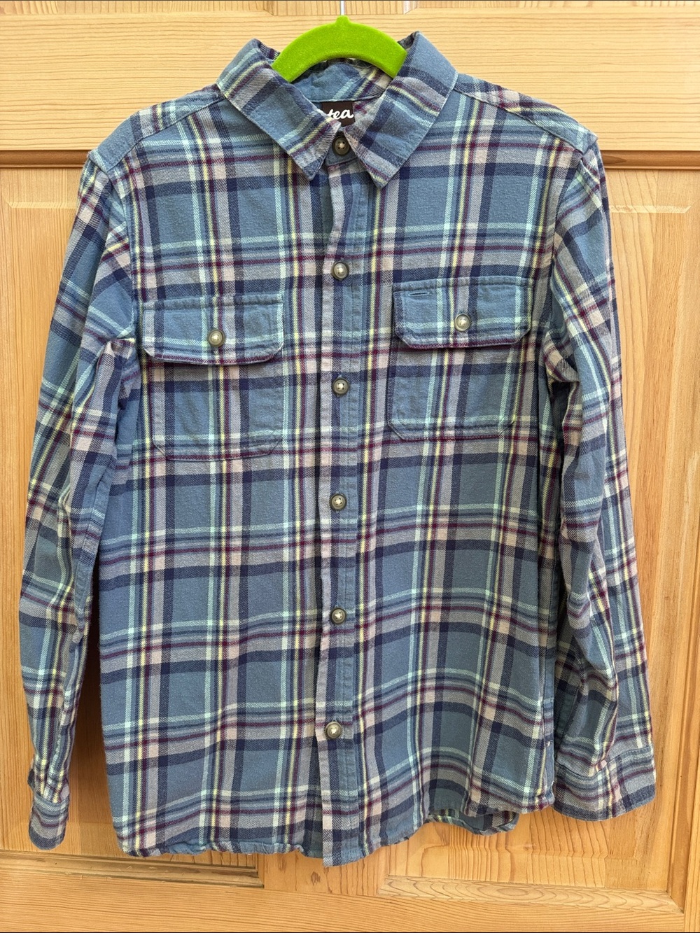 Tea Blue Plaid Button-Up Shirt